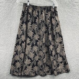 Womens Floral Boho A Line Midi Skirt M Cottage Prairie Elastic Waist Indie 90s